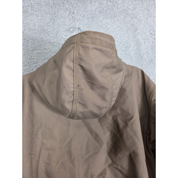 Carhartt Jacket Mens Large Brown Hooded Canvas Quick Duck Full Zip Workwear Coat - Picture 12 of 15